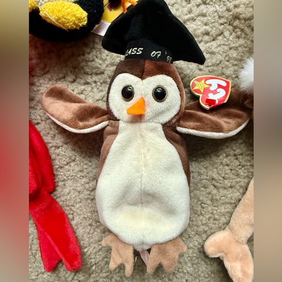 TY Beanie Babies NWT 4-Piece Plush Toys Set Owl, Ostrich, Mac Cardinal, Penguin - Picture 3 of 9